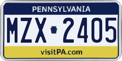 PA license plate MZX2405