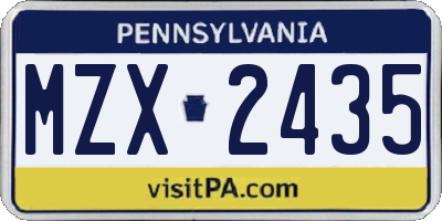 PA license plate MZX2435