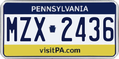PA license plate MZX2436