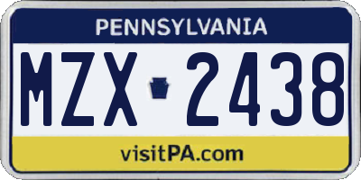 PA license plate MZX2438