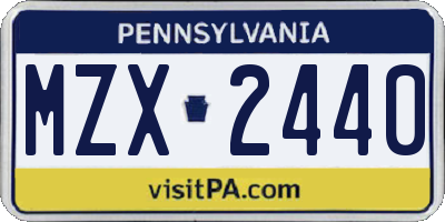 PA license plate MZX2440