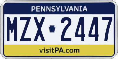 PA license plate MZX2447