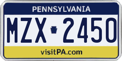PA license plate MZX2450