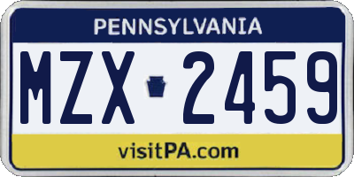 PA license plate MZX2459