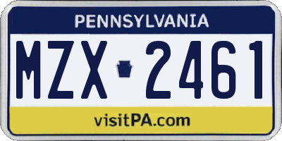 PA license plate MZX2461