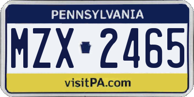 PA license plate MZX2465