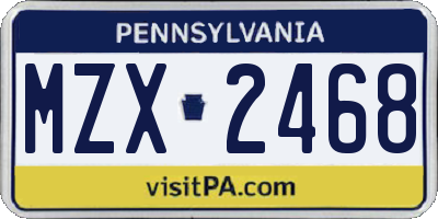 PA license plate MZX2468