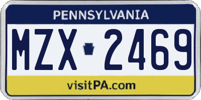 PA license plate MZX2469