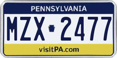 PA license plate MZX2477