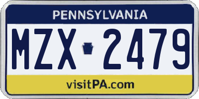 PA license plate MZX2479