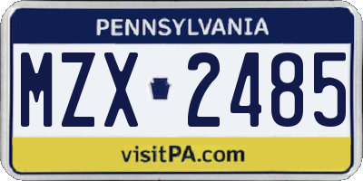 PA license plate MZX2485
