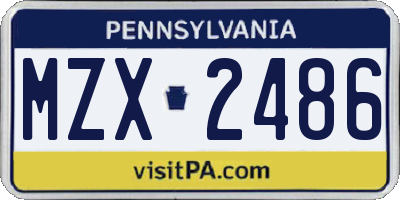 PA license plate MZX2486