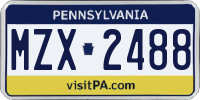 PA license plate MZX2488