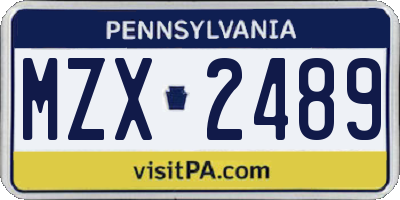 PA license plate MZX2489