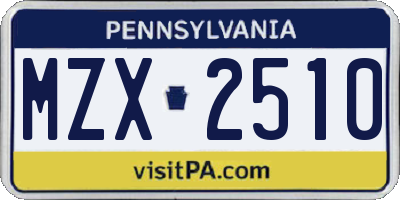 PA license plate MZX2510