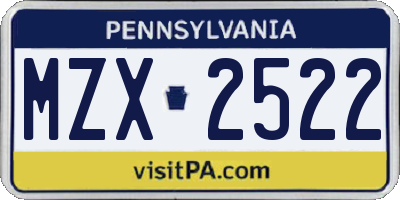 PA license plate MZX2522