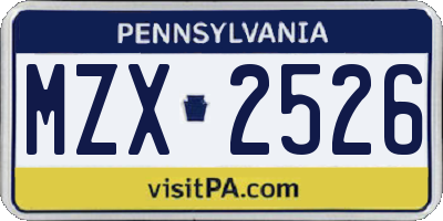 PA license plate MZX2526