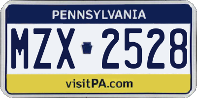 PA license plate MZX2528