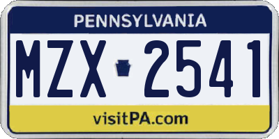 PA license plate MZX2541