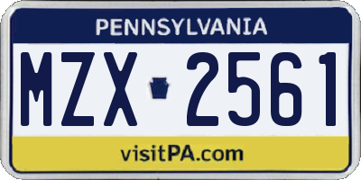 PA license plate MZX2561