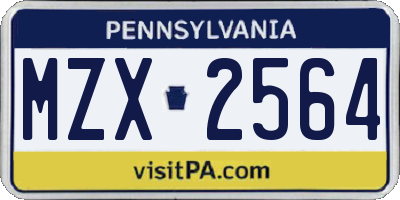 PA license plate MZX2564