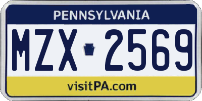 PA license plate MZX2569