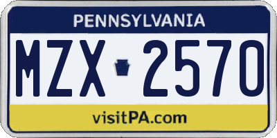 PA license plate MZX2570