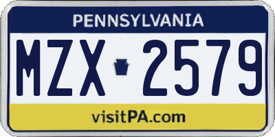 PA license plate MZX2579