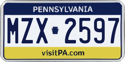 PA license plate MZX2597