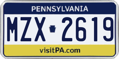 PA license plate MZX2619