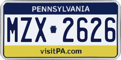 PA license plate MZX2626
