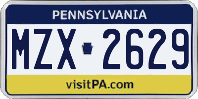 PA license plate MZX2629