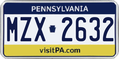PA license plate MZX2632