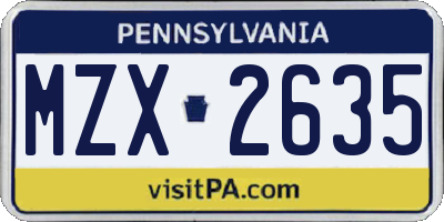 PA license plate MZX2635