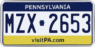 PA license plate MZX2653