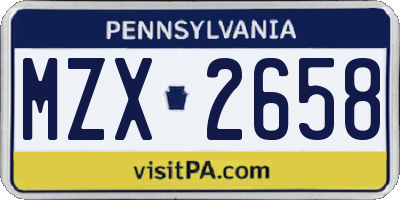 PA license plate MZX2658