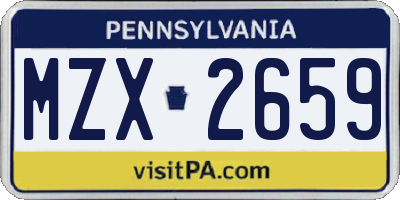 PA license plate MZX2659