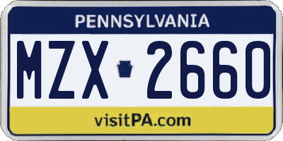 PA license plate MZX2660