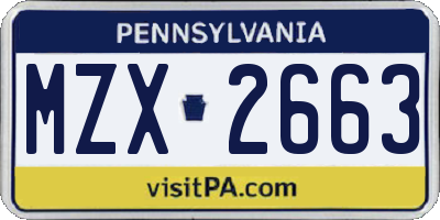 PA license plate MZX2663