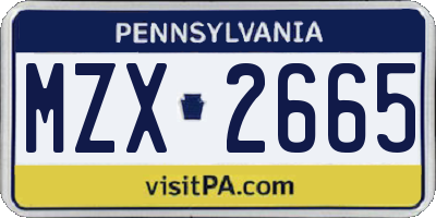 PA license plate MZX2665