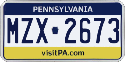 PA license plate MZX2673