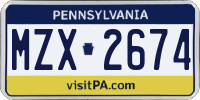 PA license plate MZX2674