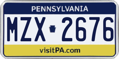PA license plate MZX2676