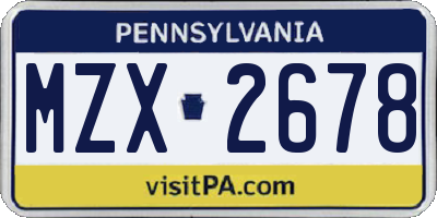 PA license plate MZX2678