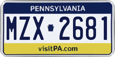PA license plate MZX2681