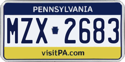 PA license plate MZX2683