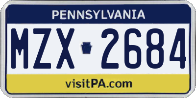 PA license plate MZX2684