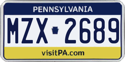 PA license plate MZX2689