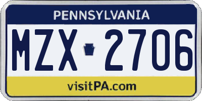 PA license plate MZX2706