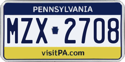 PA license plate MZX2708